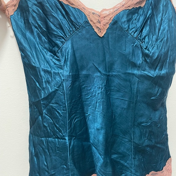 Silk lace camisole cami Blue and pink lace slip top - Picture 7 of 9
